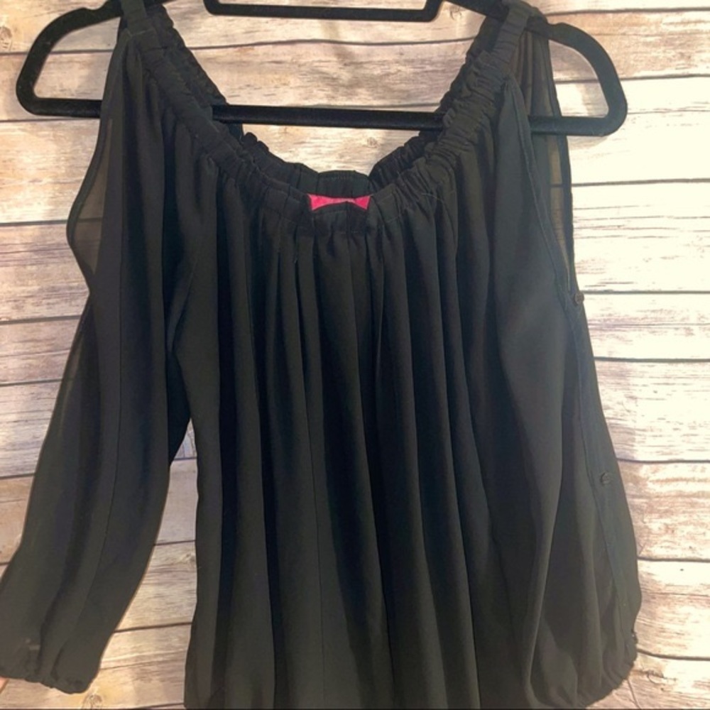 Sheer Black Open-Shoulder Cut Out Top